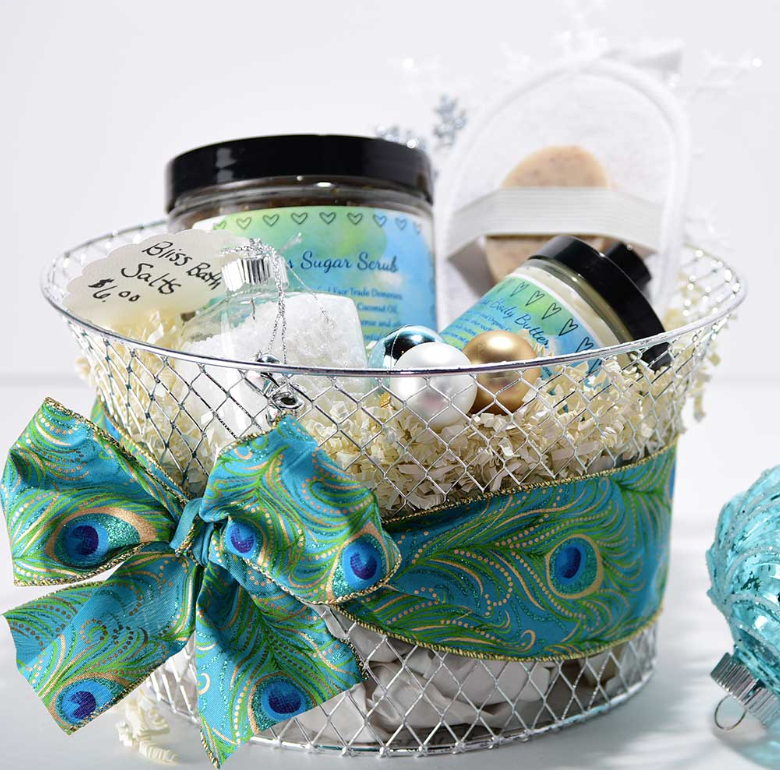 Infini Spirit gift basket with scrubs and bath salts